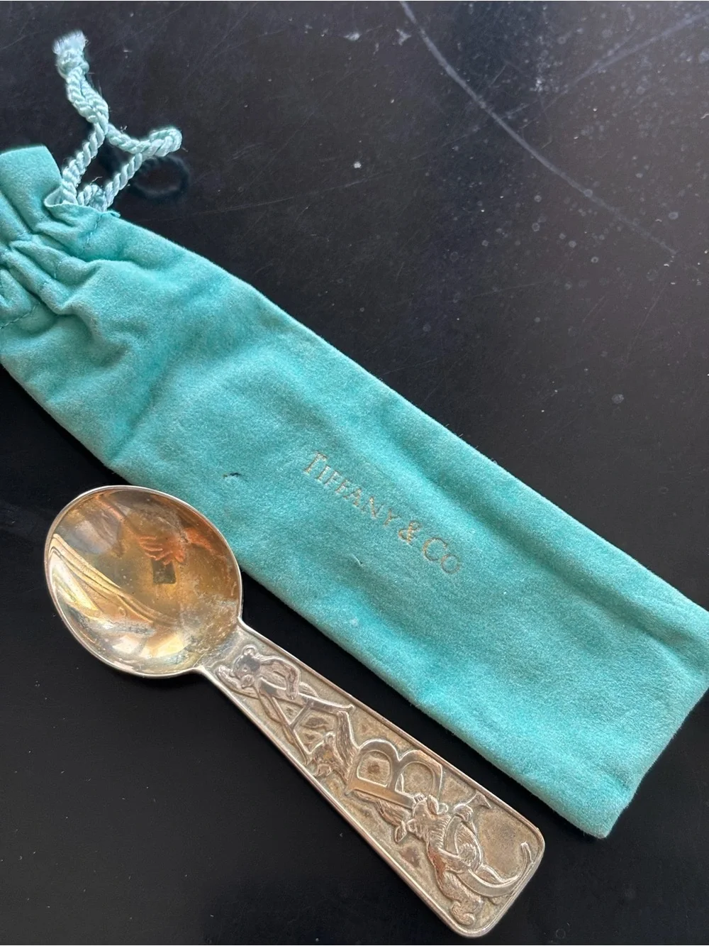 TIFFANY & CO Sterling Silver 925 antique BABY ABC/teddy bears BABY SPOON